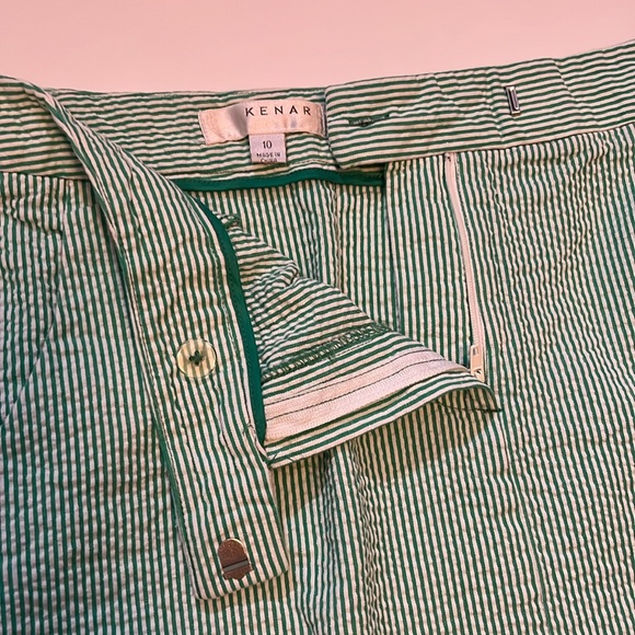 Green and white striped mini skirt front sip side pockets - Picture 3 of 7